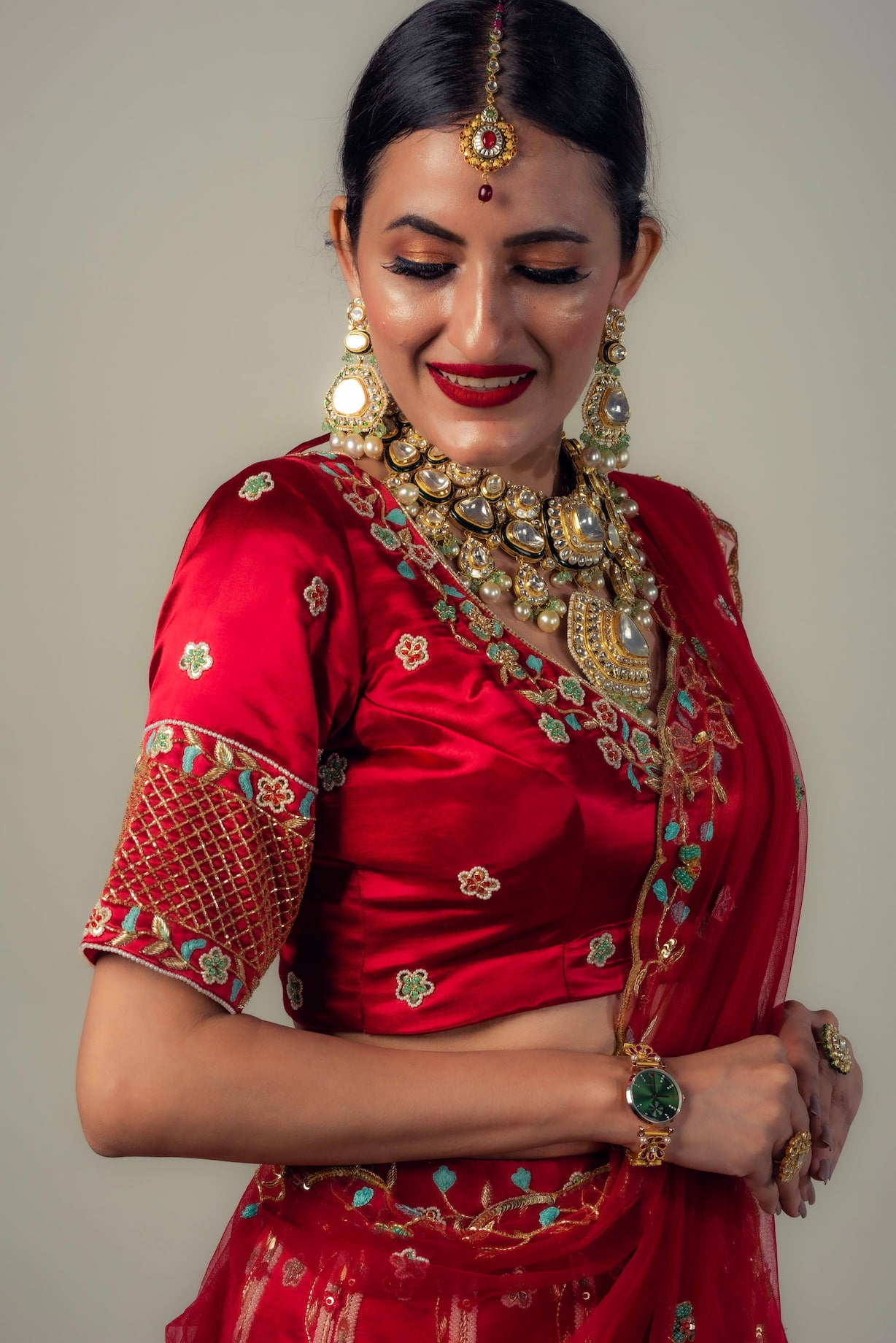 Ghaghara Adorned With Zardozi, Sequins, Resham, Moti And Cut pipe Work