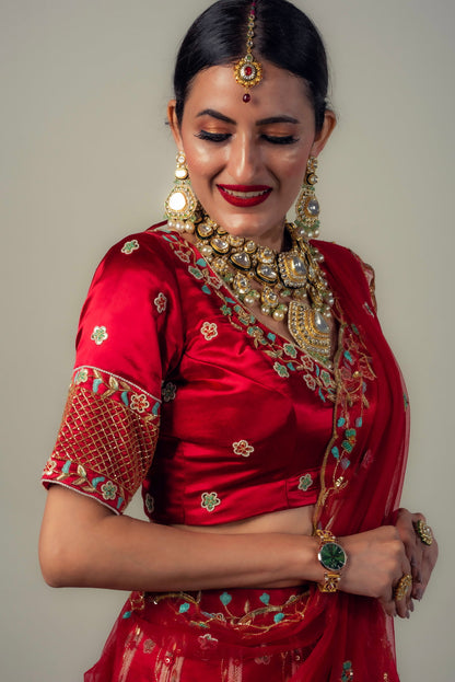 Ghaghara Adorned With Zardozi, Sequins, Resham, Moti And Cut pipe Work