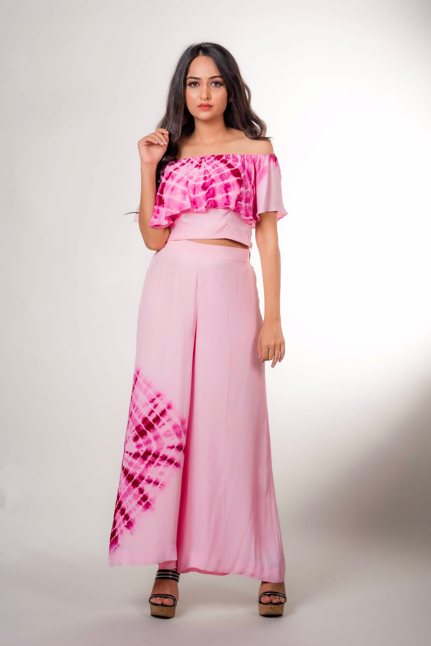 Off-Shoulder Tie-Dye with Shibori Pants