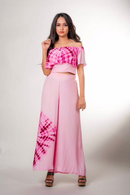 Off-Shoulder Tie-Dye with Shibori Pants
