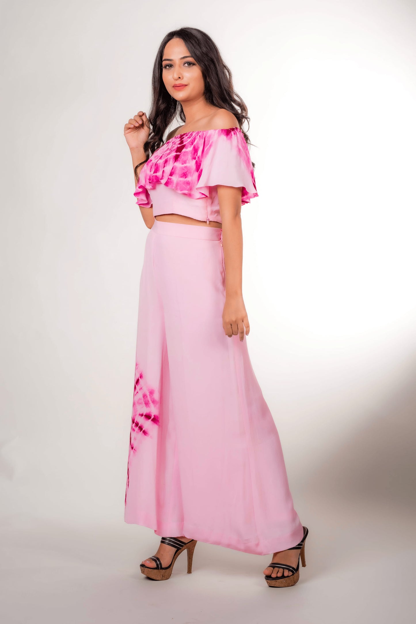 Off-Shoulder Tie-Dye with Shibori Pants