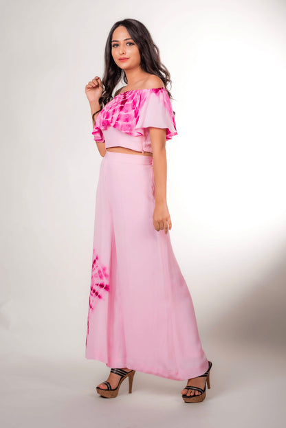 Off-Shoulder Tie-Dye with Shibori Pants