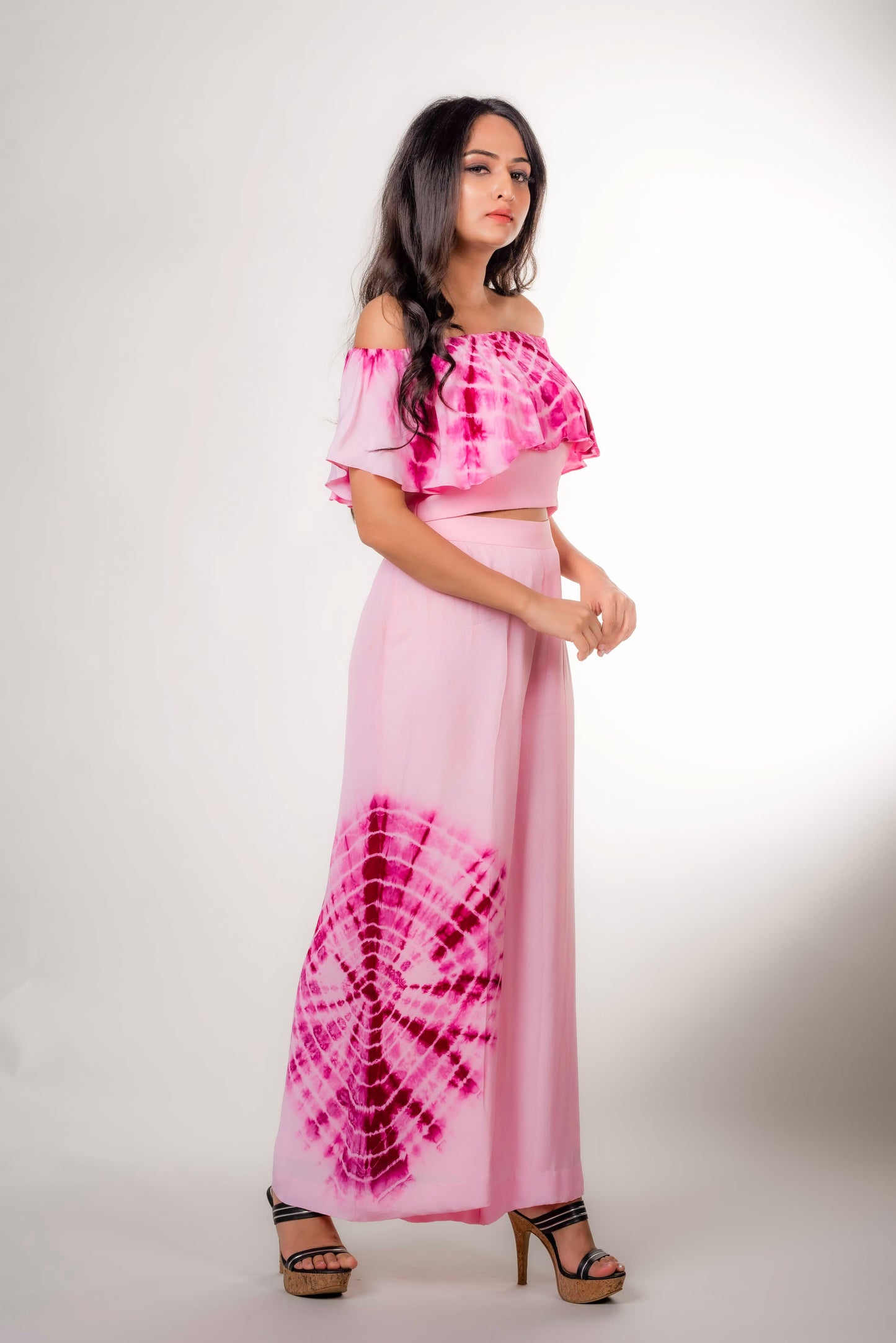 Off-Shoulder Tie-Dye with Shibori Pants