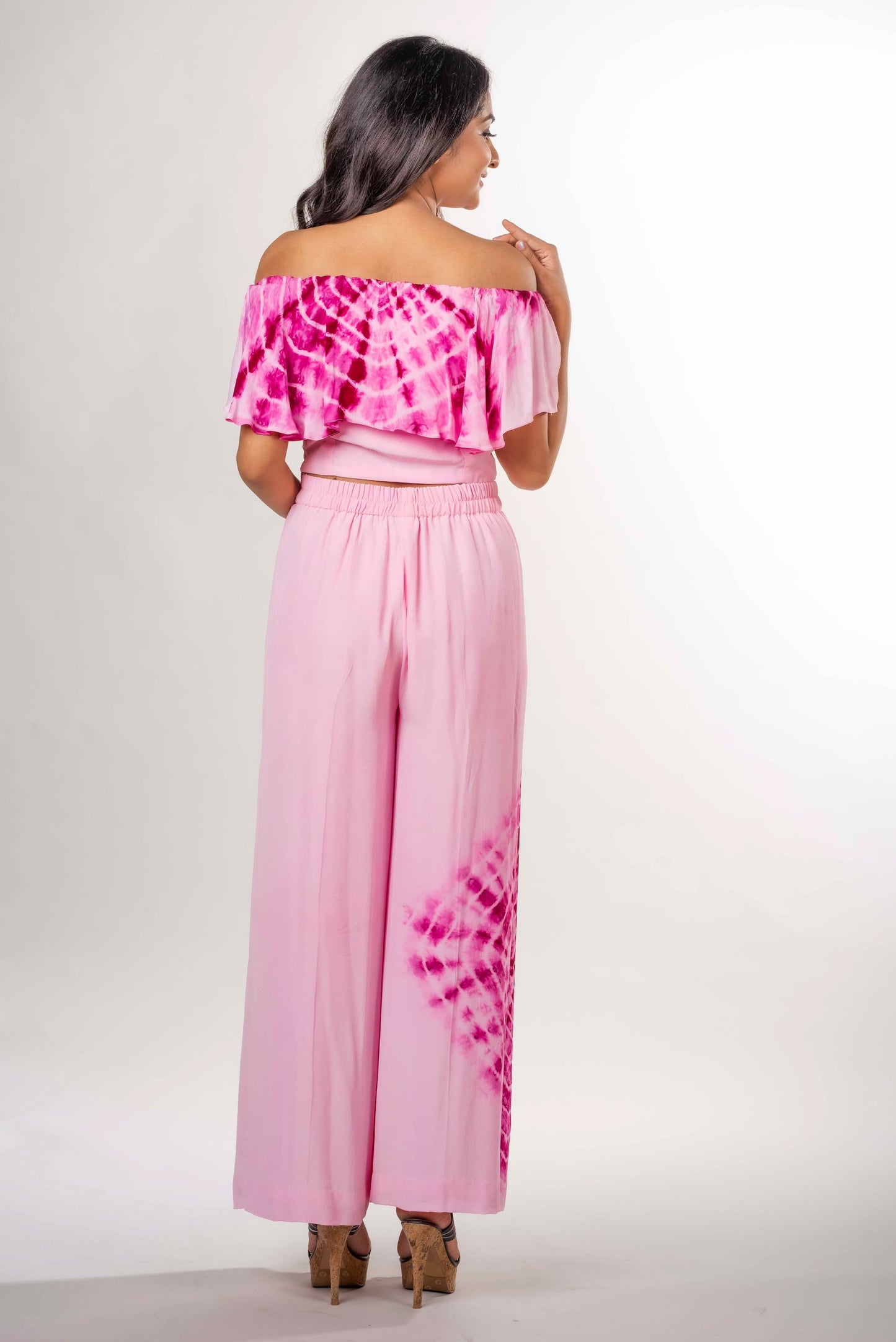 Off-Shoulder Tie-Dye with Shibori Pants