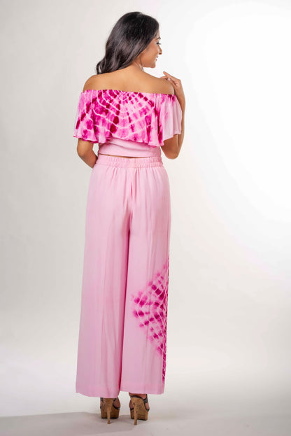 Off-Shoulder Tie-Dye with Shibori Pants