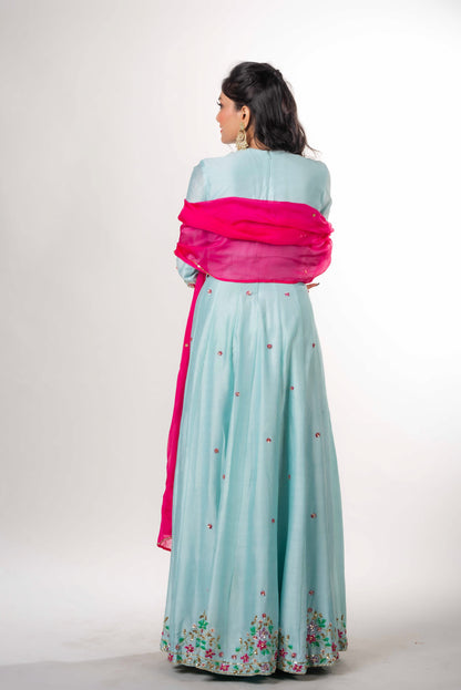 An Angrakha Anarkali With Floral Motifs