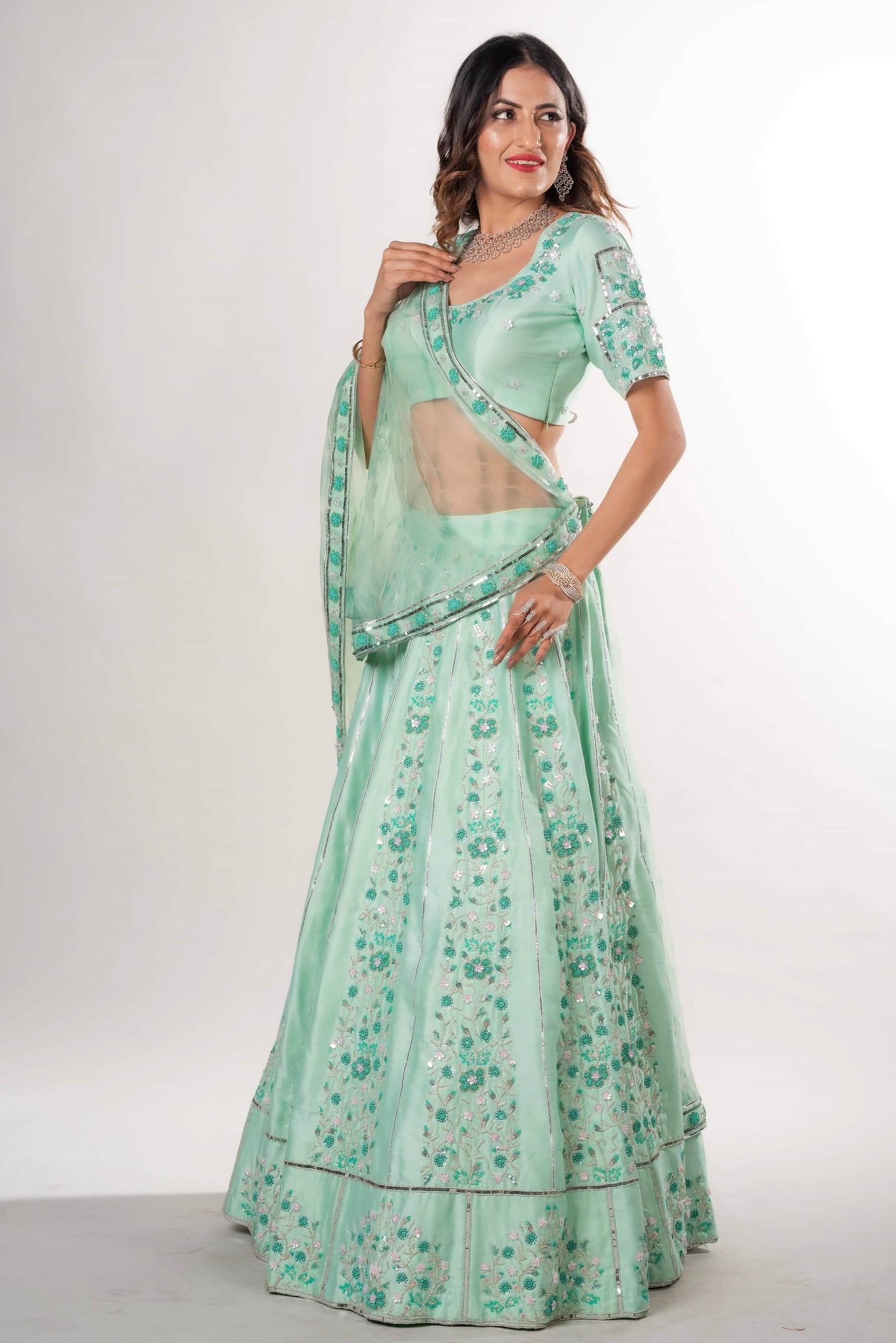 Ghaghara With Gota Beads Sequins And Cut Pipe Set