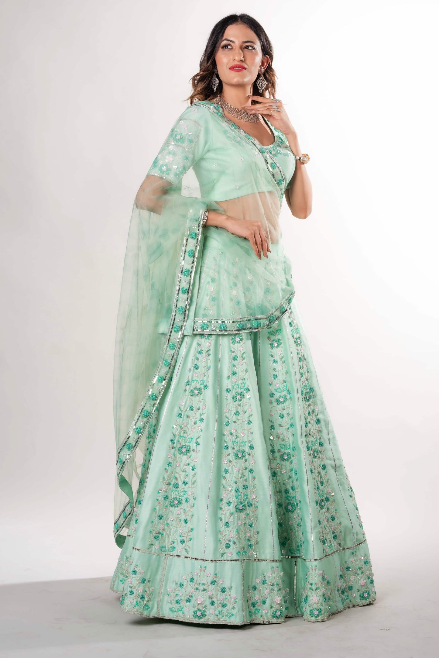 Ghaghara With Gota Beads Sequins And Cut Pipe Set