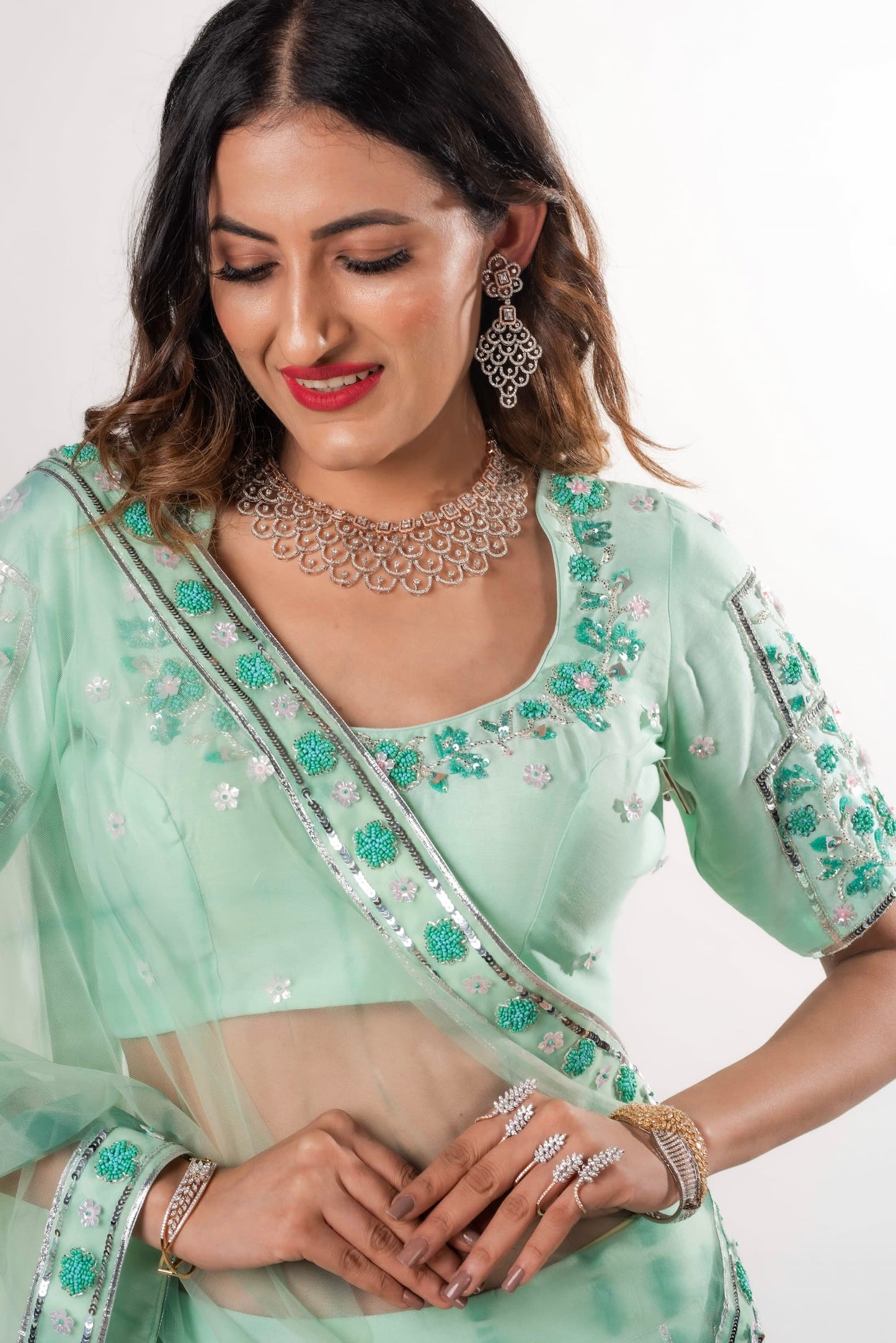 Ghaghara With Gota Beads Sequins And Cut Pipe Set
