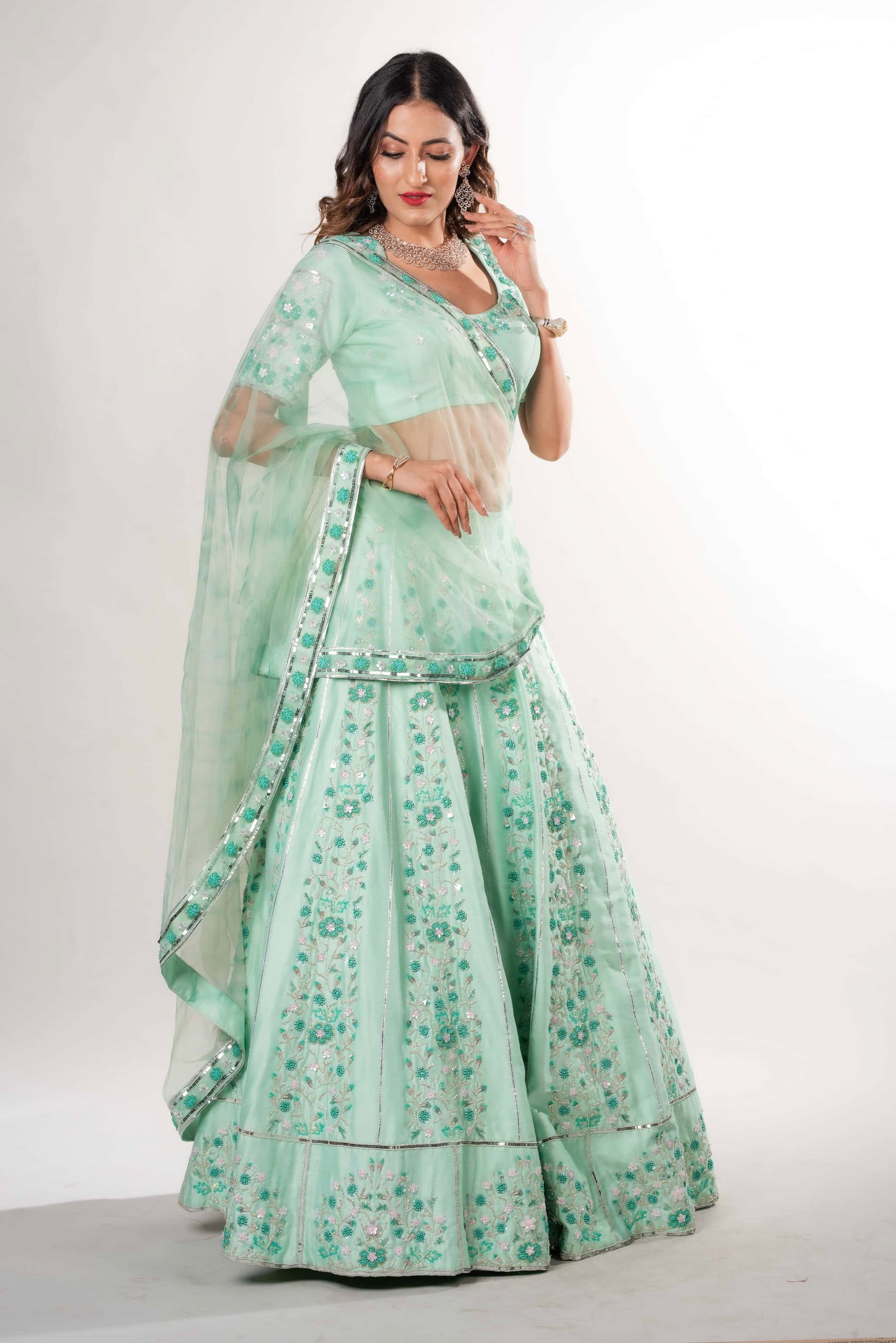 Ghaghara With Gota Beads Sequins And Cut Pipe Set