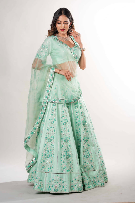 Ghaghara With Gota Beads Sequins And Cut Pipe Set