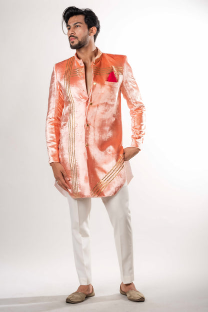 Sherwani With Sequins Over Velvet