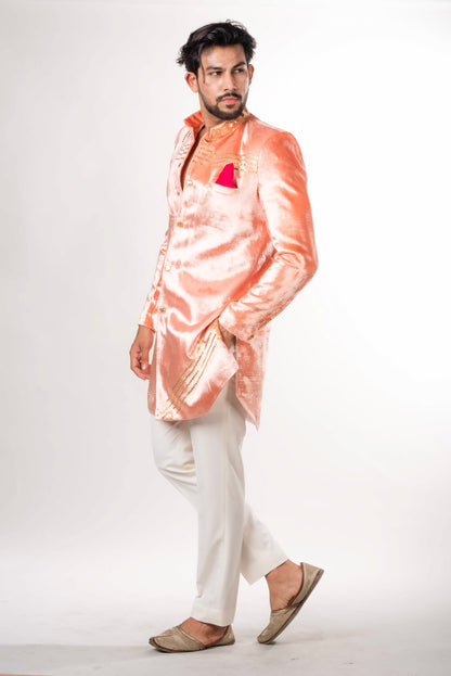 Sherwani With Sequins Over Velvet