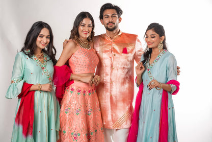 Sherwani With Sequins Over Velvet