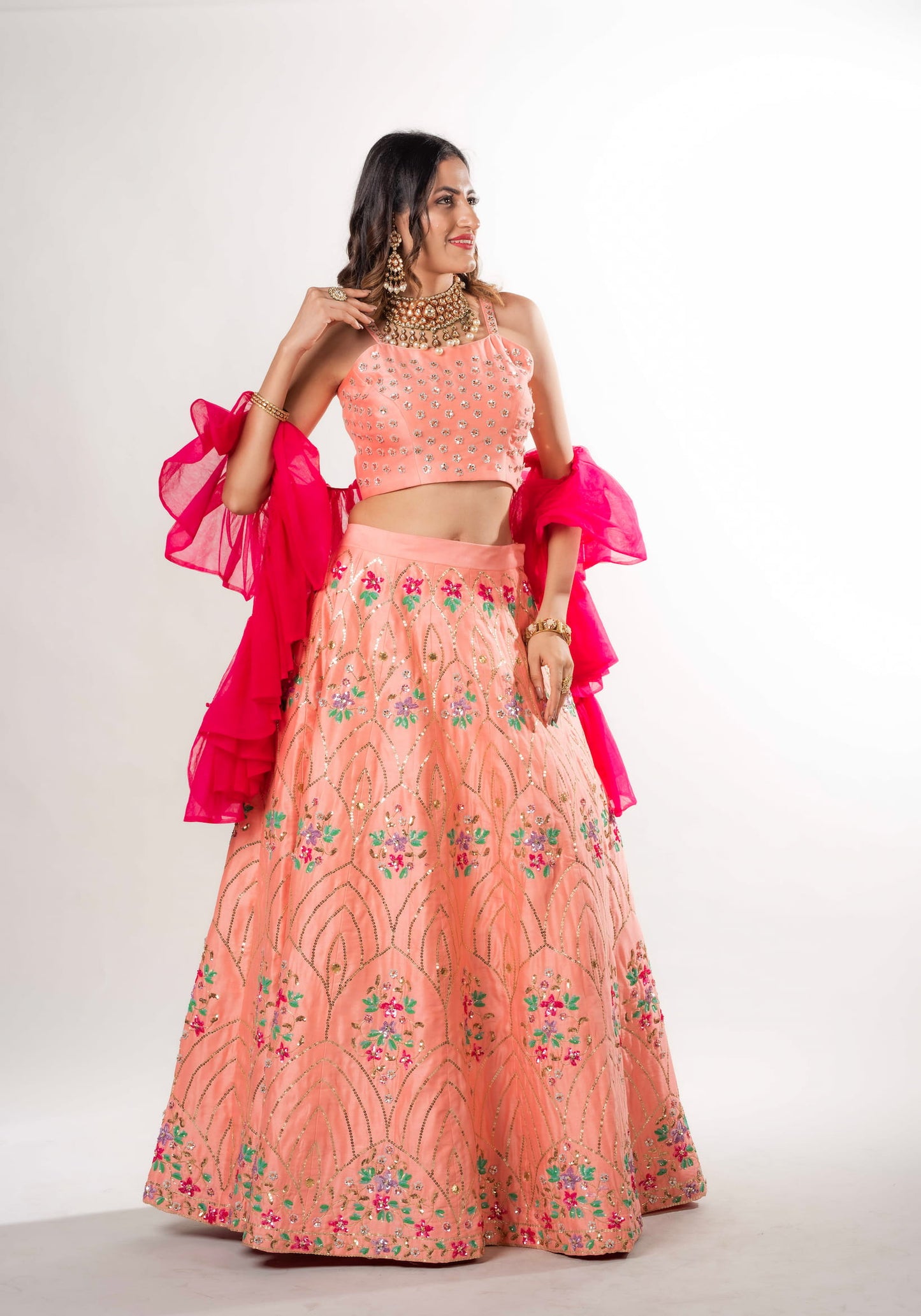Lehenga Choli Set Harmony With Sequins And Ruffle Dupatta