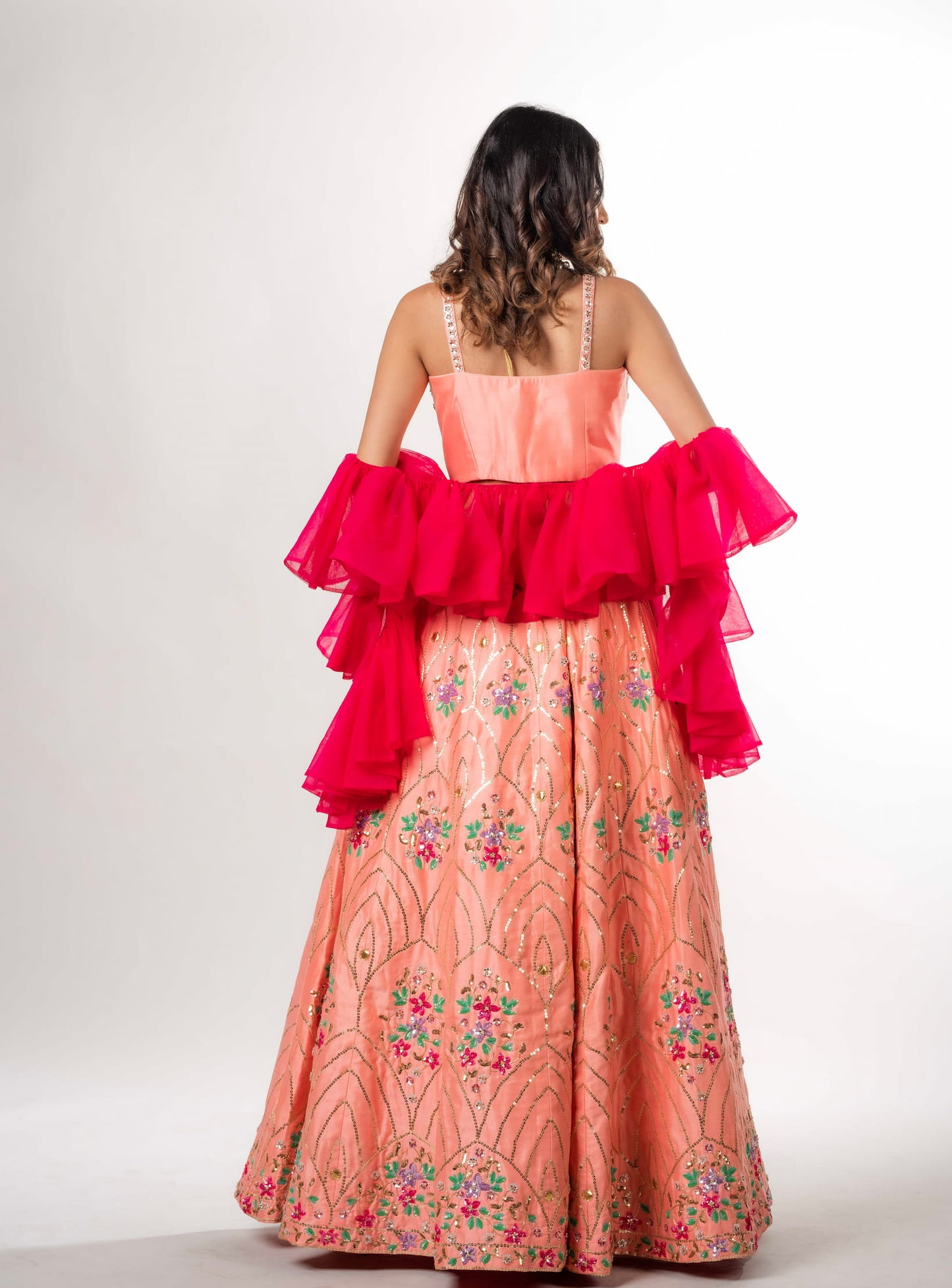 Lehenga Choli Set Harmony With Sequins And Ruffle Dupatta