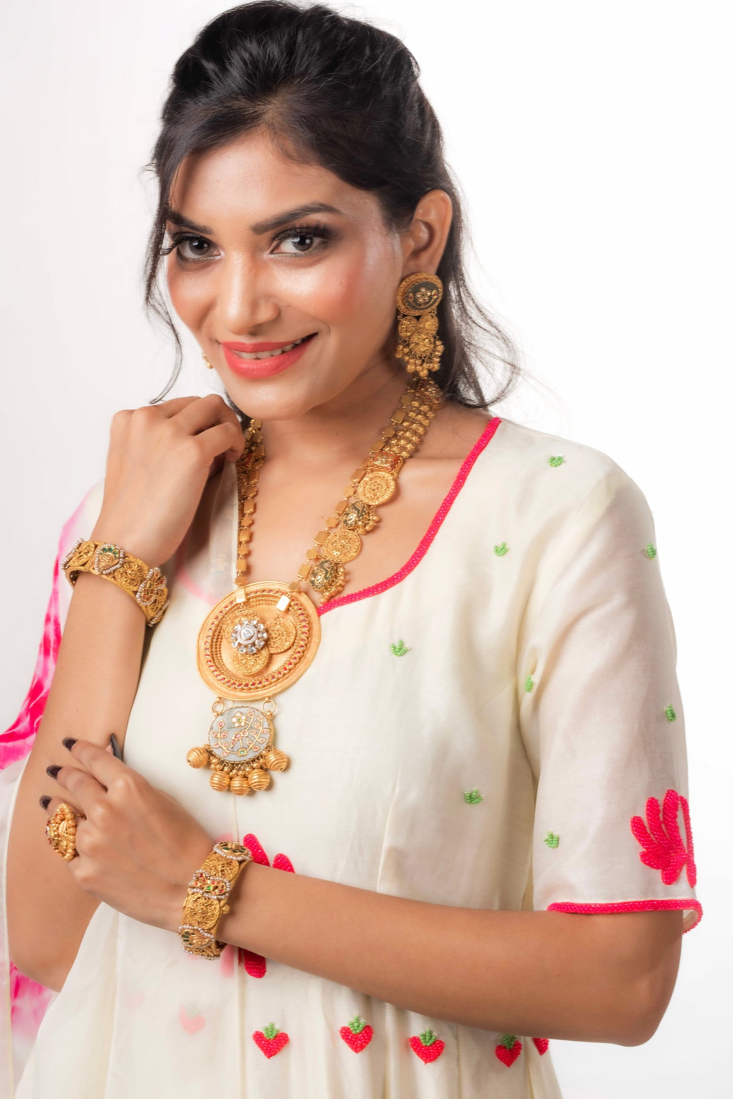 Lemon Anarkali Set With Shibori Dupatta