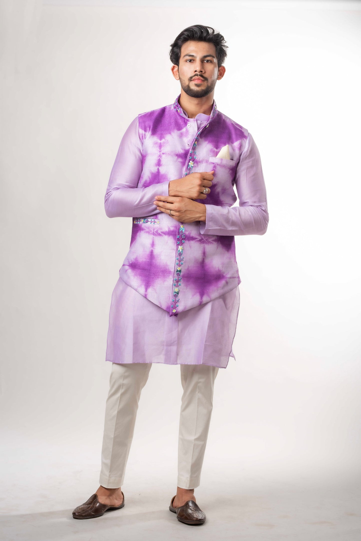 Shibori Tye Dye Kurta Bandi Set