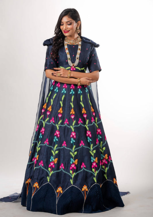3D Appliqued  And Hand Embroidered Ghaghara