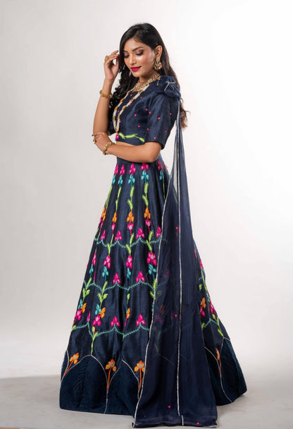 3D Appliqued  And Hand Embroidered Ghaghara