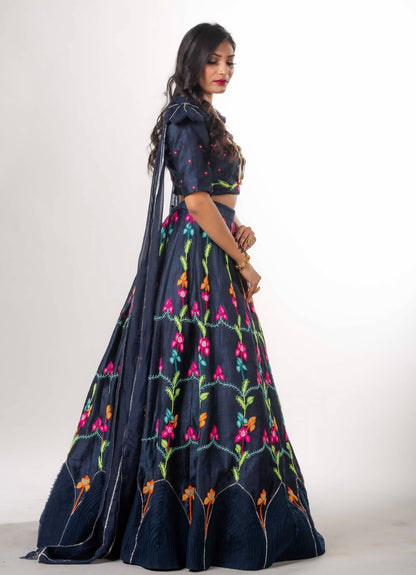 3D Appliqued  And Hand Embroidered Ghaghara