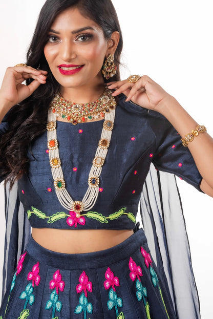 3D Appliqued  And Hand Embroidered Ghaghara
