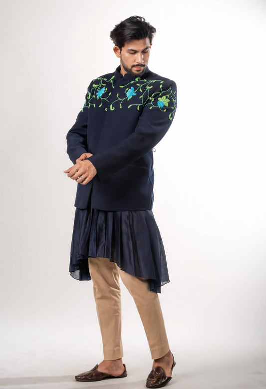 3D Pleated Kurta With Pants