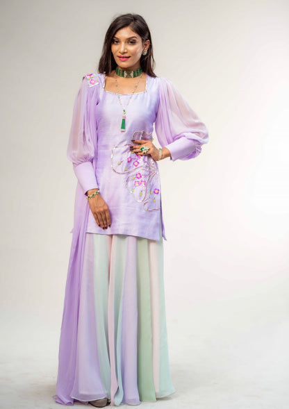 Raw Silk Kurta With Kali Pants