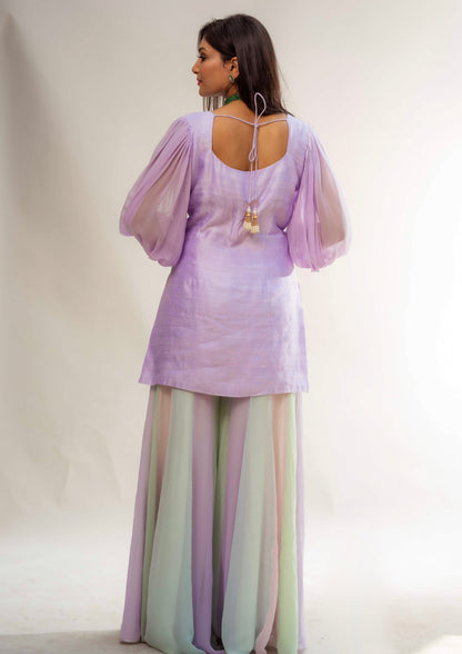 Raw Silk Kurta With Kali Pants