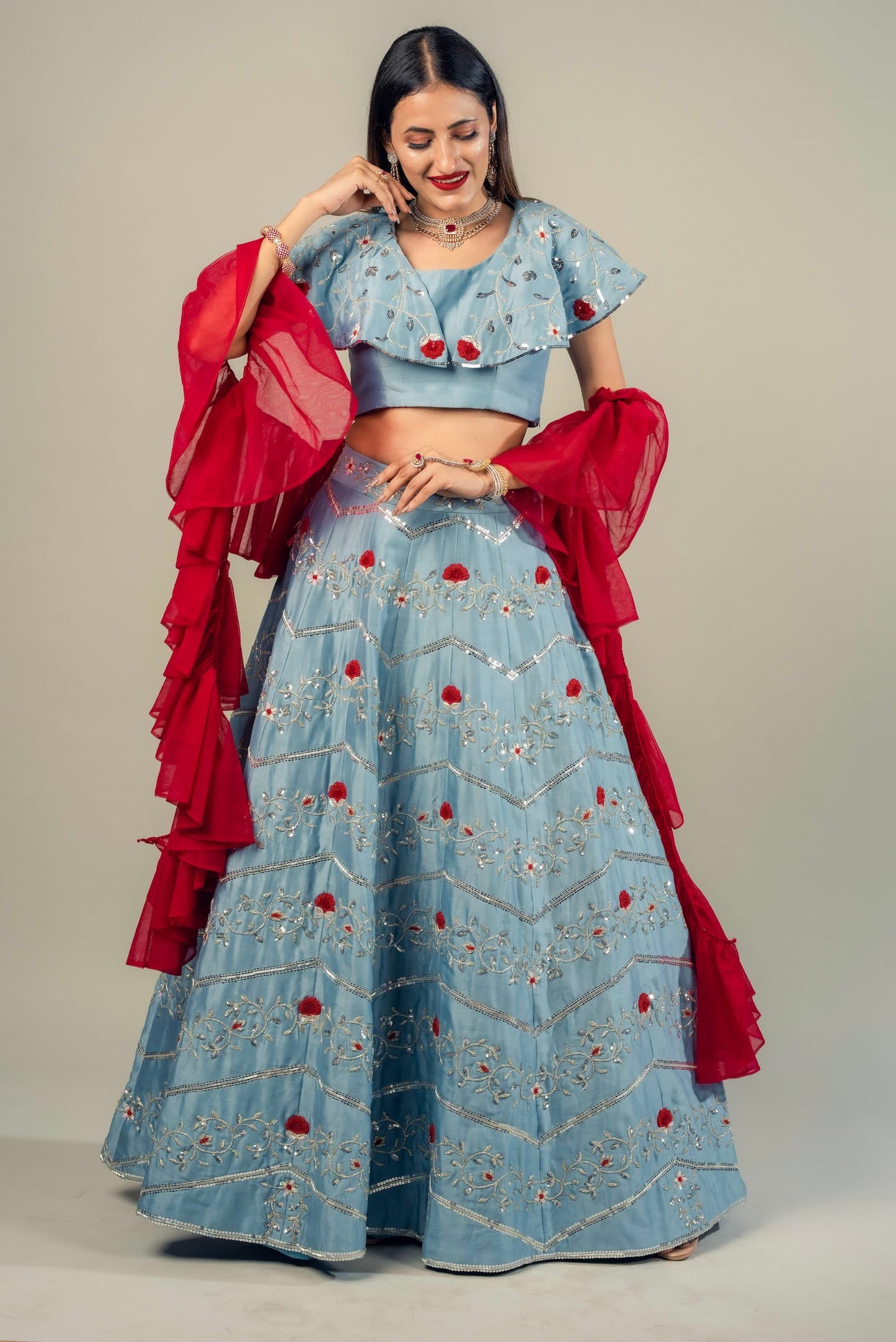 A Layered Lehenga Set