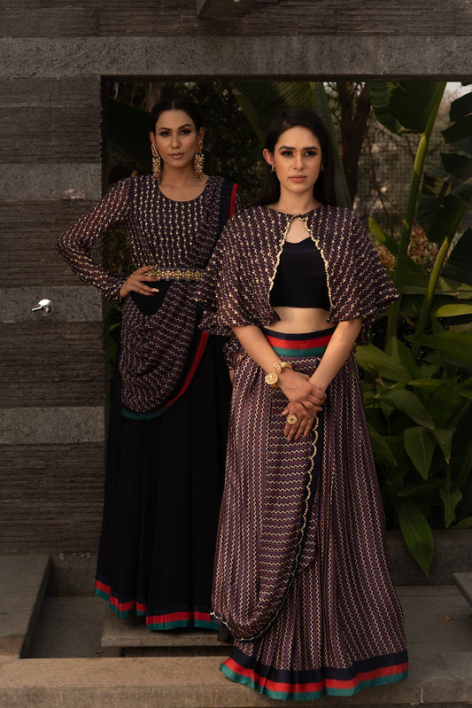 Zebra indo-western set