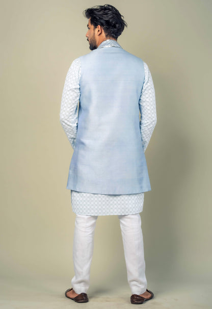 Luckhnowi Kurta And Raw Silk Jacket