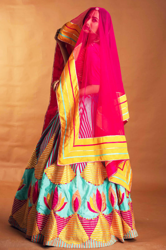 Multihued Silk Lehenga