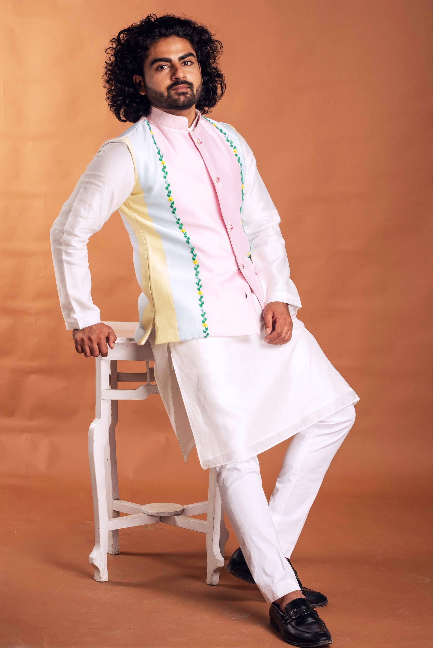 Crisp White Kurta Set with Bandi