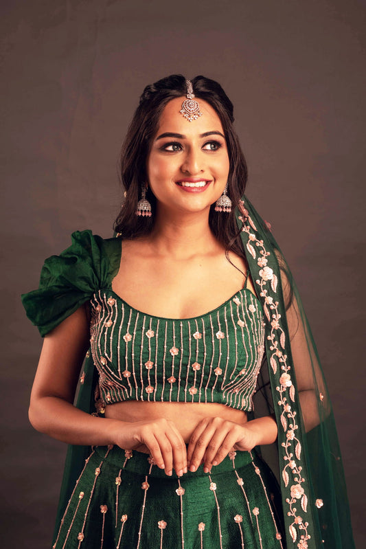 Embroidered Silk Lehenga with Blouse