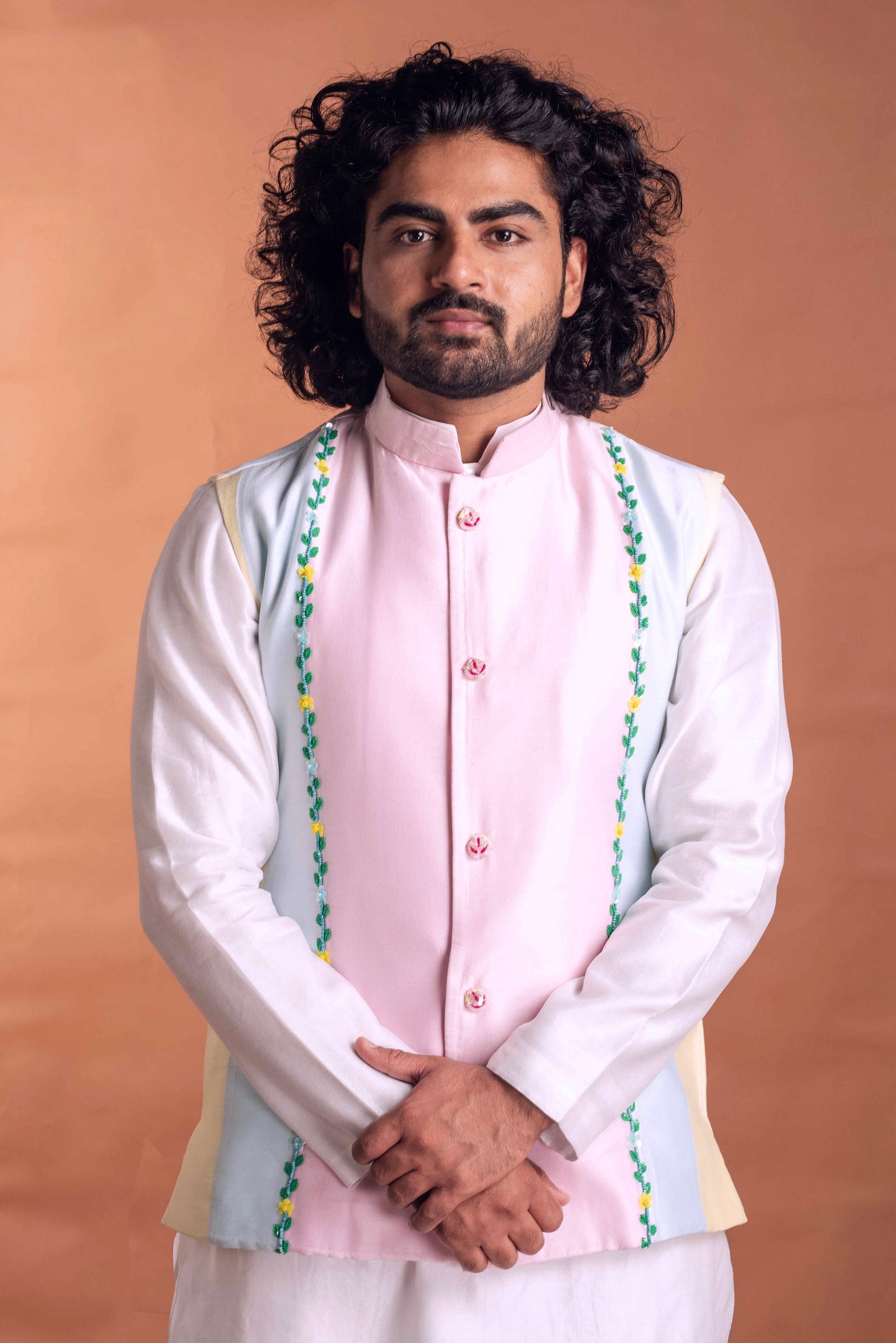 Crisp White Kurta Set with Bandi