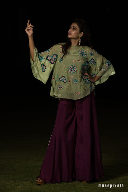 Loose Cape Top With Pants